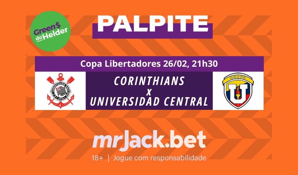 Representação gráfica com as imagens dos escudos de Corinthians x Universidad Central pela libertadores